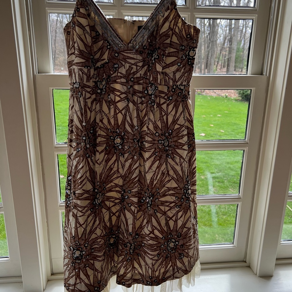 Elegant Brown Embellished Dress